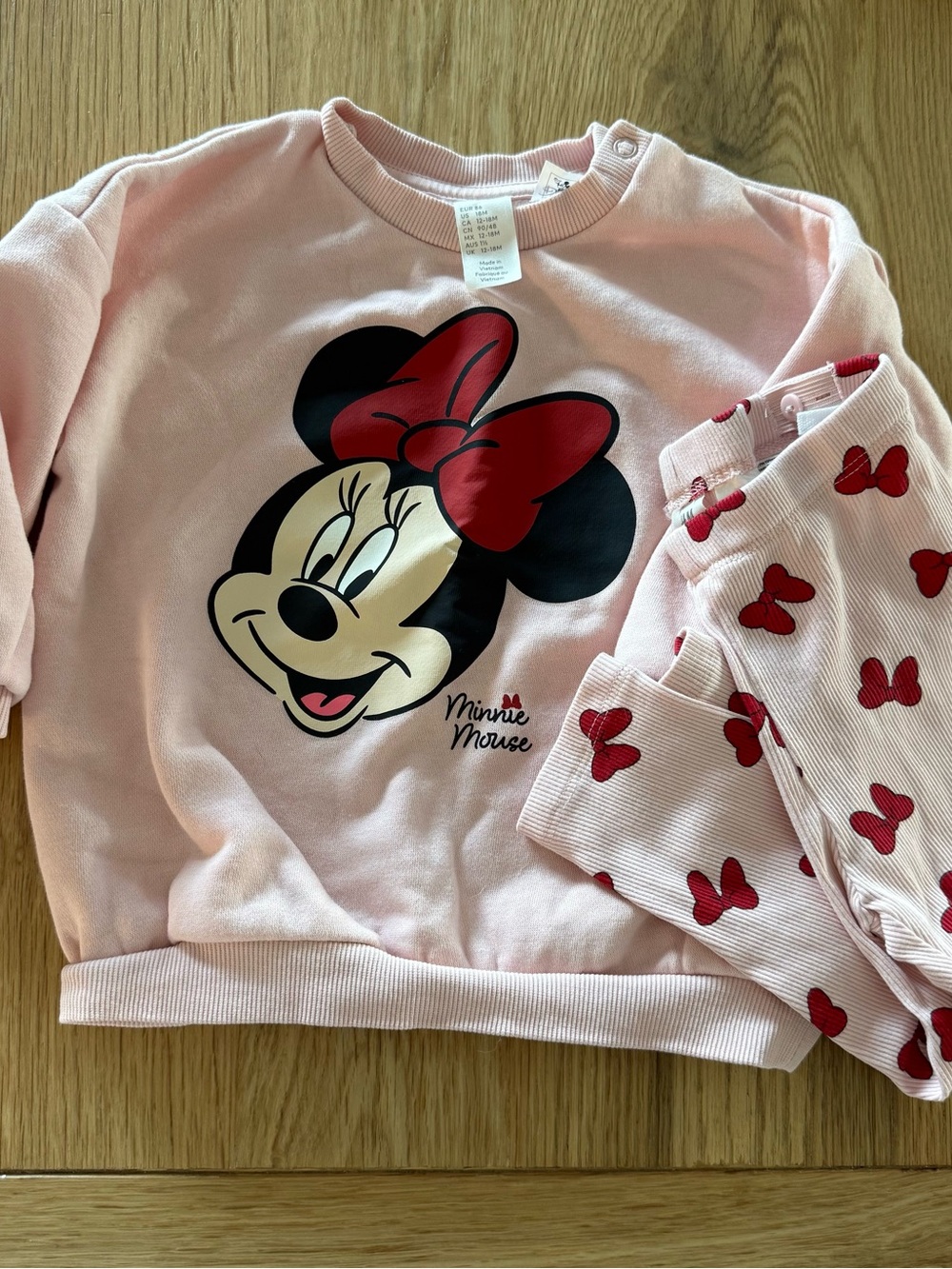 Disney Minnie Mouse Light Pink and Red Two-Piece Set